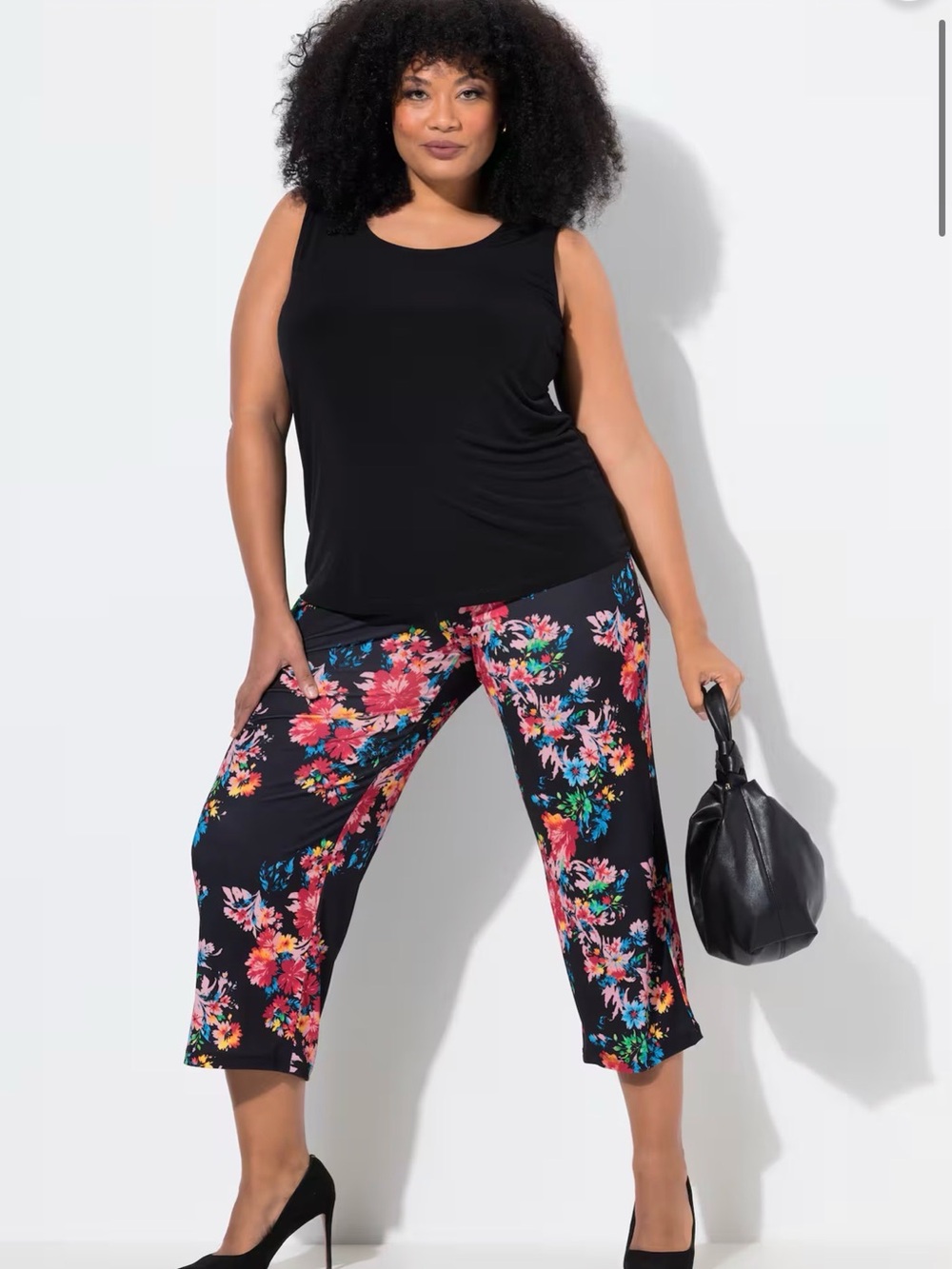 Cropped Floral Matte Jersey Pants size 20/22W